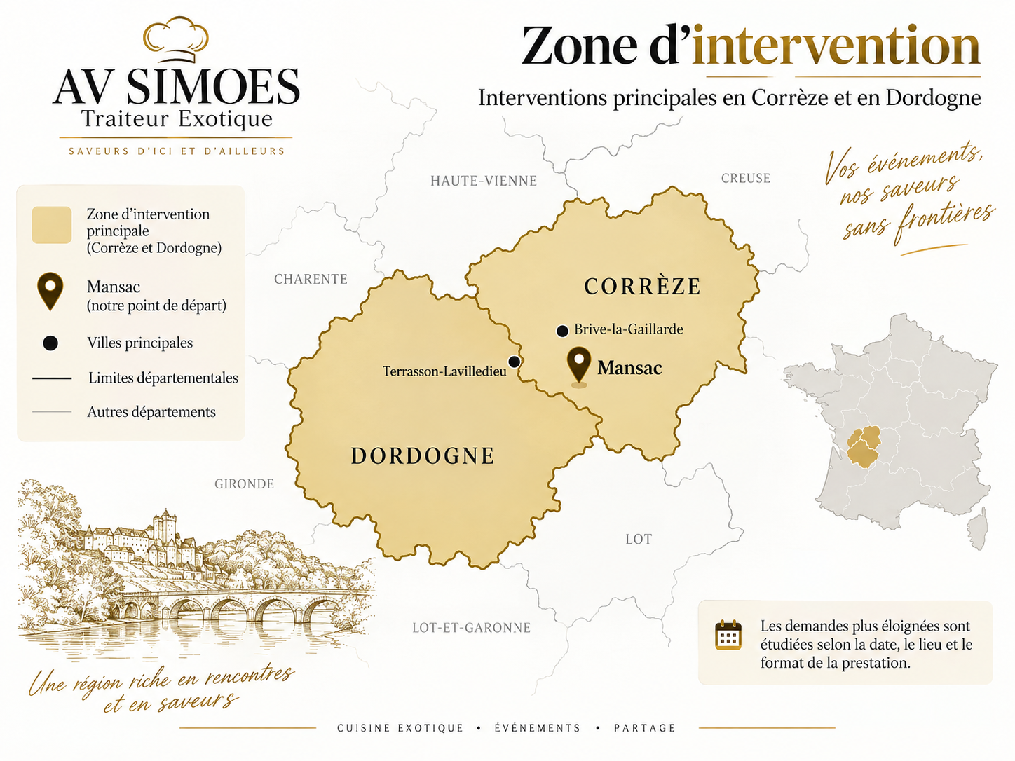 Carte claire de la zone d'intervention AV SIMOES